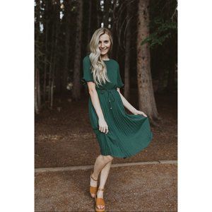 PIPER & SCOOT Emerald Pleated Midi Dress